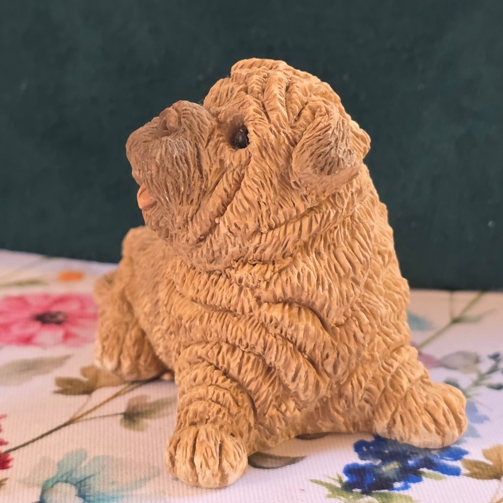 United Design Corp Shar Pei Figurine Small Tan Good 1988 UDC Dog Sculpture - Picture 2 of 7